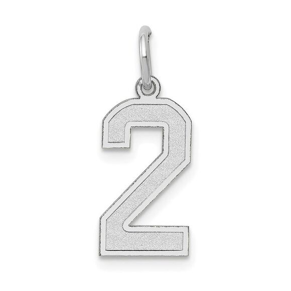 14k White Gold Jersey Collection Medium Number 2 Pendant